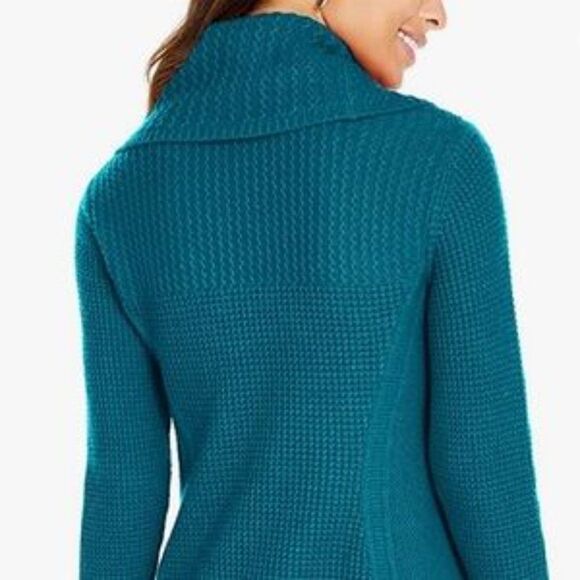 New Lake Blue Basic Turtleneck Knit Sweater - Picture 3 of 4